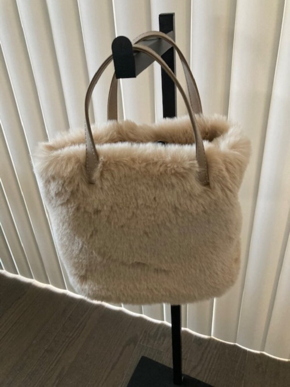 Fur Bag with Leather Straps